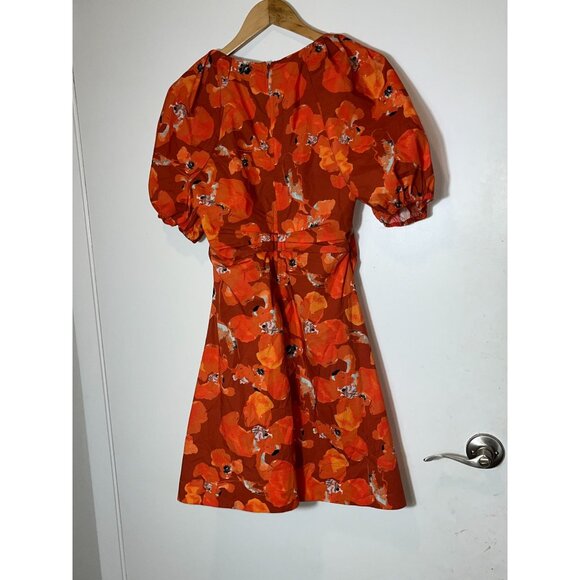 Tanya Taylor Lacey Puff-Sleeve Sandwashed Cotton Mini Dress Size 2 Womens $497 - Picture 6 of 9